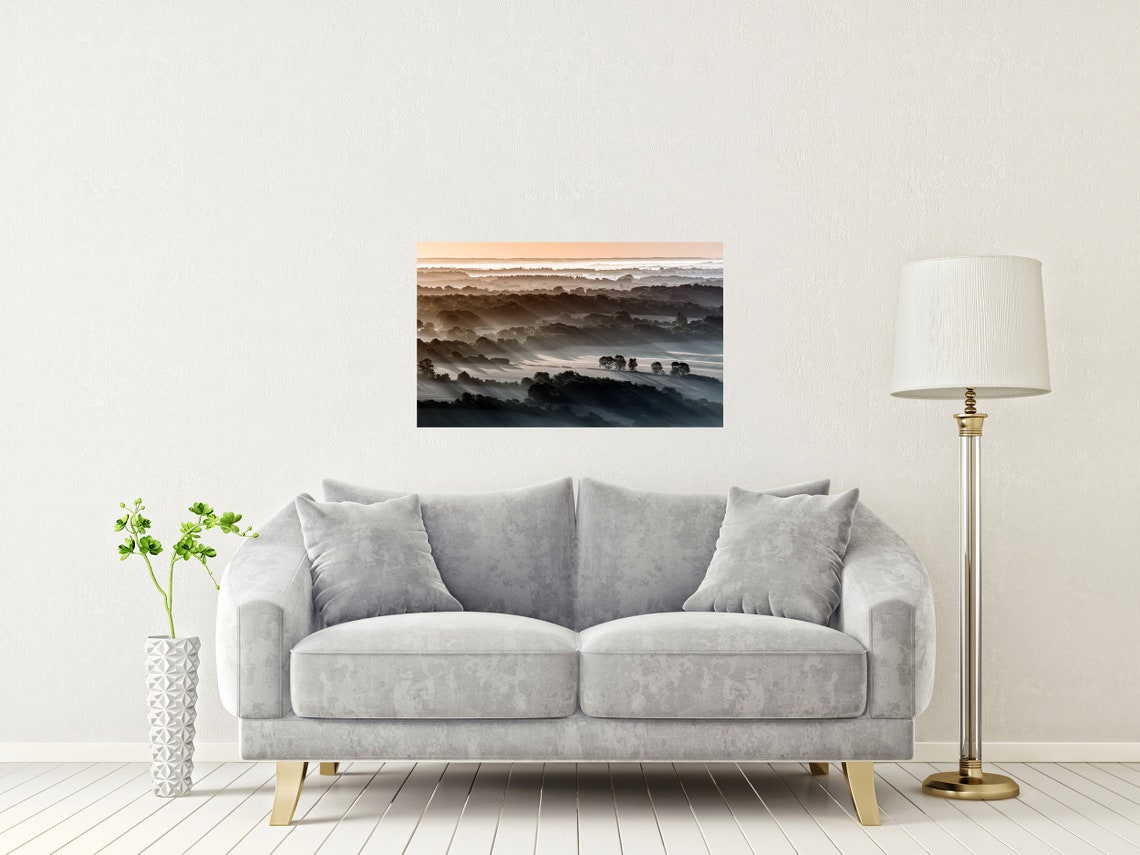 Vale of Pewsey Sunrise Misty Layers Golden Dawn Wiltshire Poster - Image 2