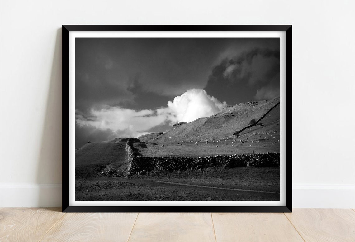 Yorkshire Dales Black And White Limestone Dry Stone Wall Poster