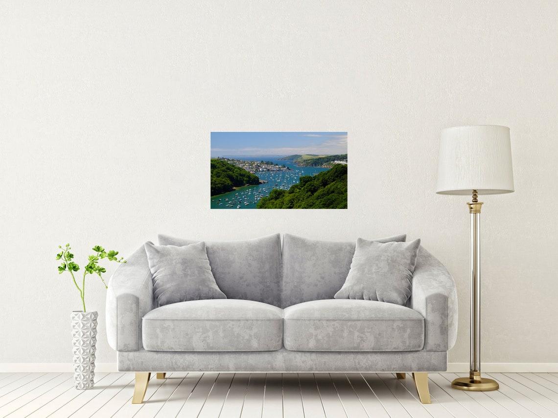 Polruan Village Cornwall Harbour Boats Green Cliffs Summer Poster - Image 2
