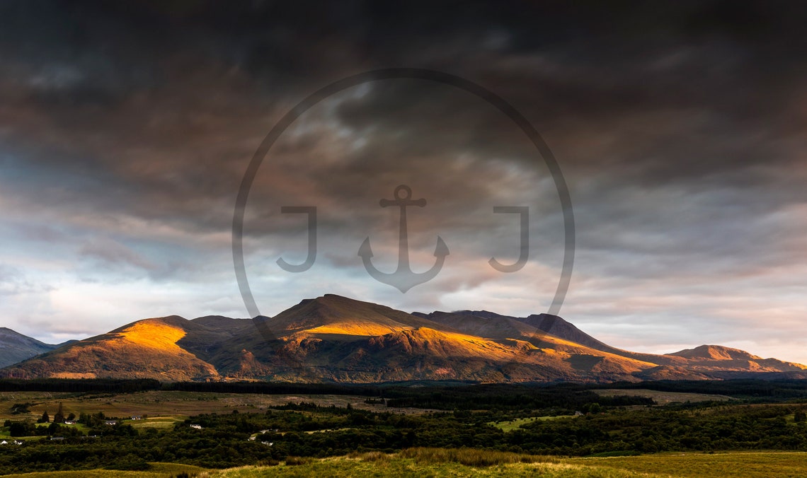 Ben Nevis Peak Sunset Golden Light Grampian Mountains Scotland Poster - Image 3