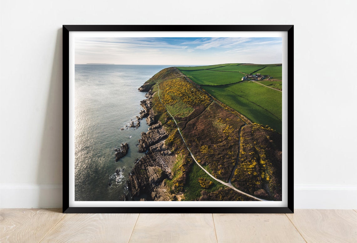 Croyde Beach North Devon Cliffs Aerial Coastal Landscape Poster
