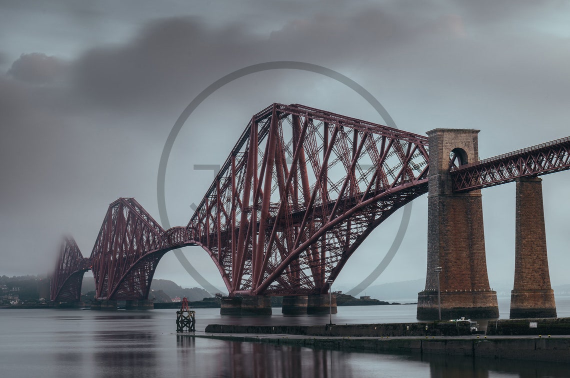 The Forth Bridge Scotland Red Steel Railway Misty Morning Poster - Image 3