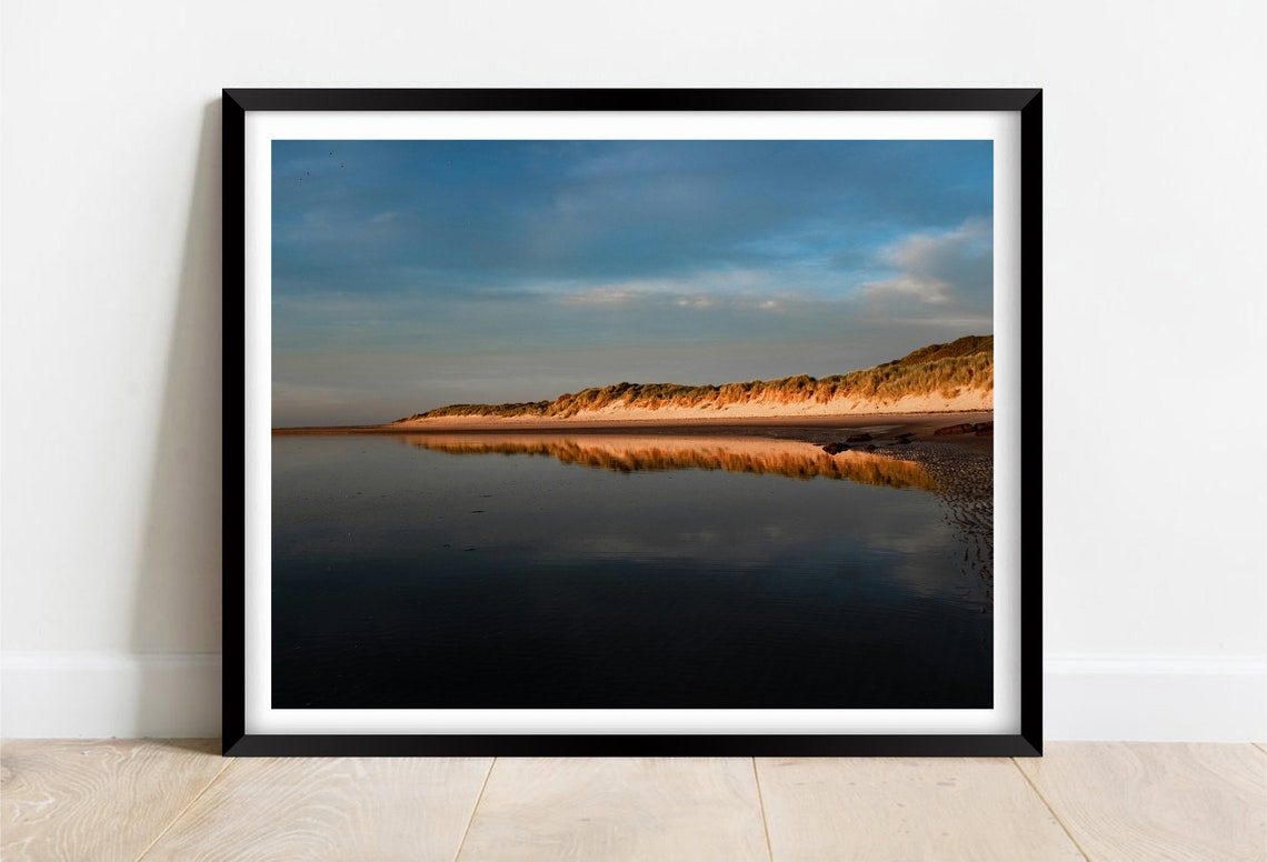 Bamburgh Beach Northumberland Golden Hour Dune Coastline Poster