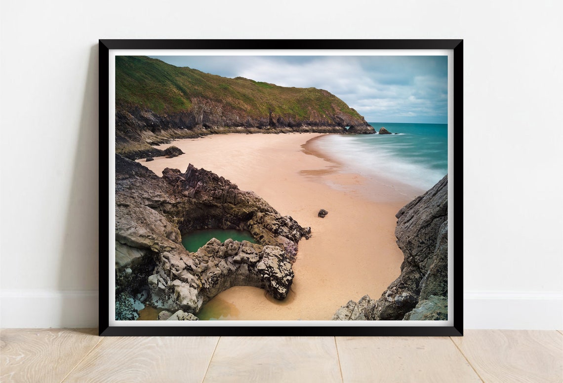 Broughton Bay Blue Pool Beach Gower Wales Golden Sandy Cove Print