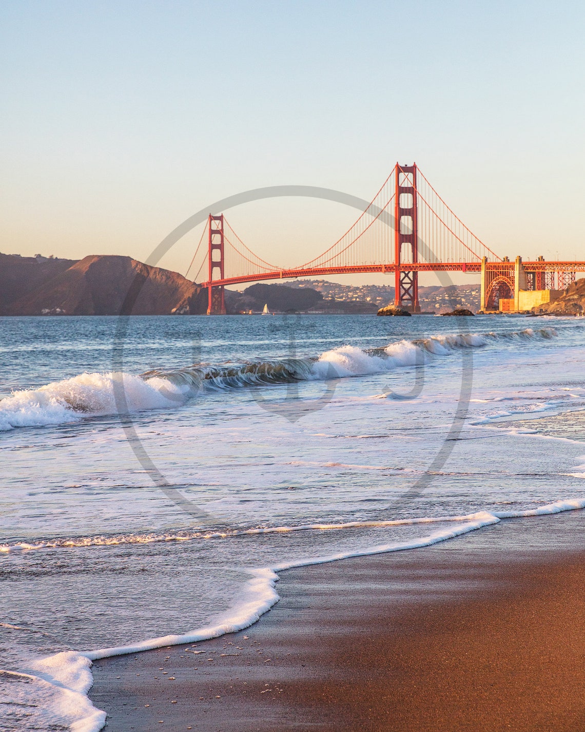 Golden Gate Bridge San Francisco Sunset Beach Waves Iconic View Poster - Image 3