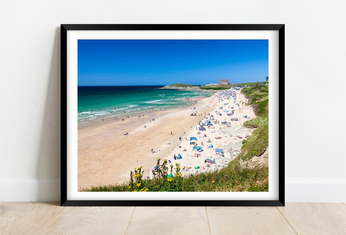 Fistral Beach Newquay Cornwall Sunny Surfers Summer Sand Poster