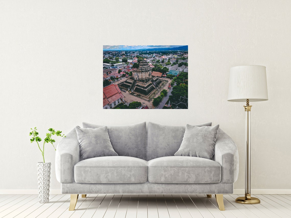 Chiang Mai Thailand Ancient Temple Ruins Aerial Old City View Poster - Image 2