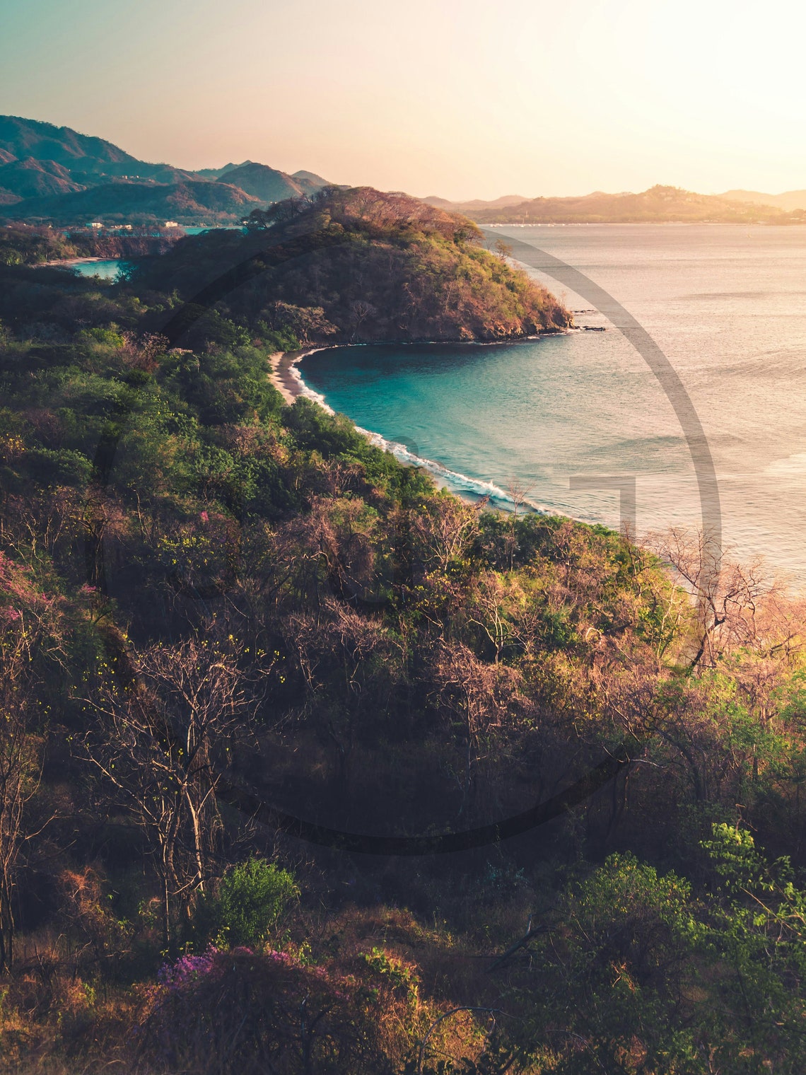 Costa Rica Coast Sunset Tropical Headland Golden Bay View Poster - Image 3