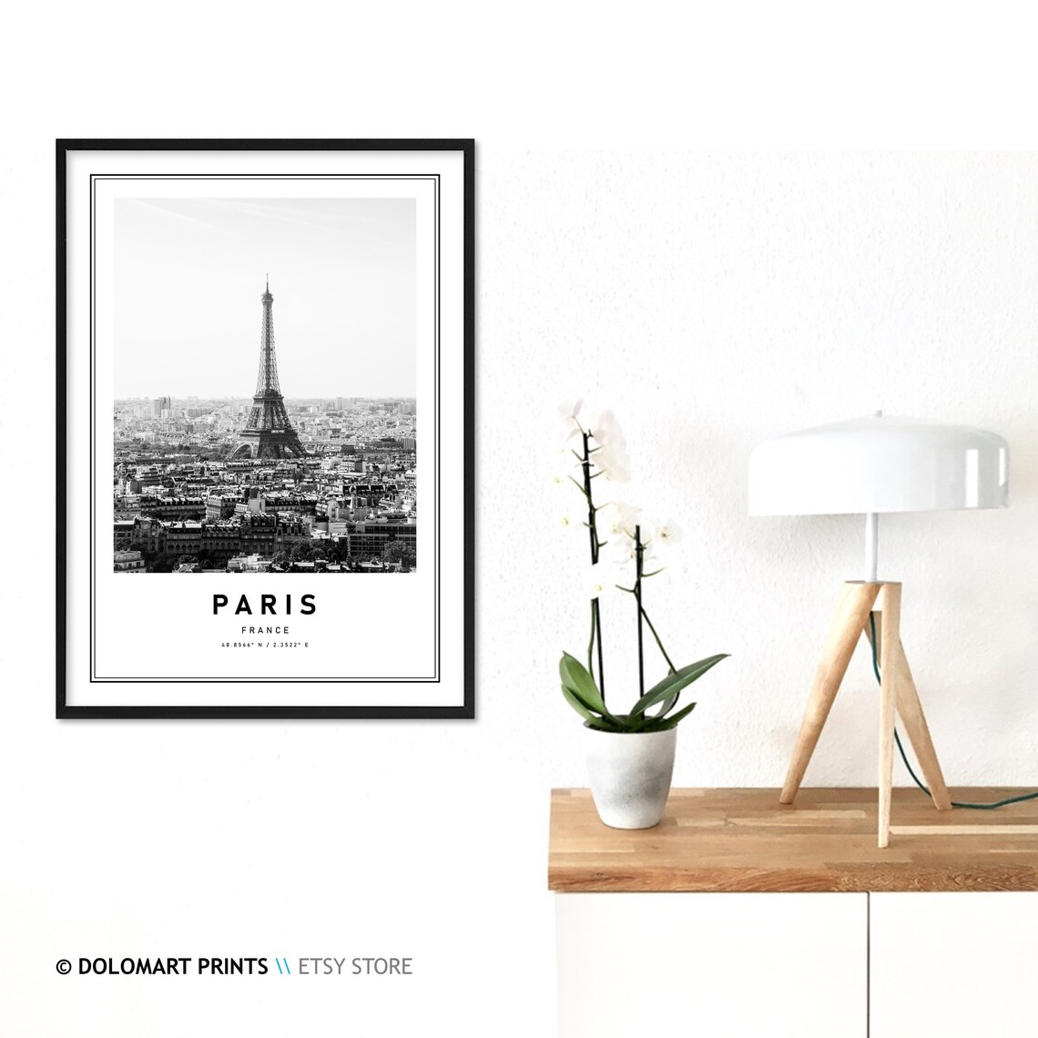 Paris France Travel Print, Eiffel Tower Coordinates - Image 3