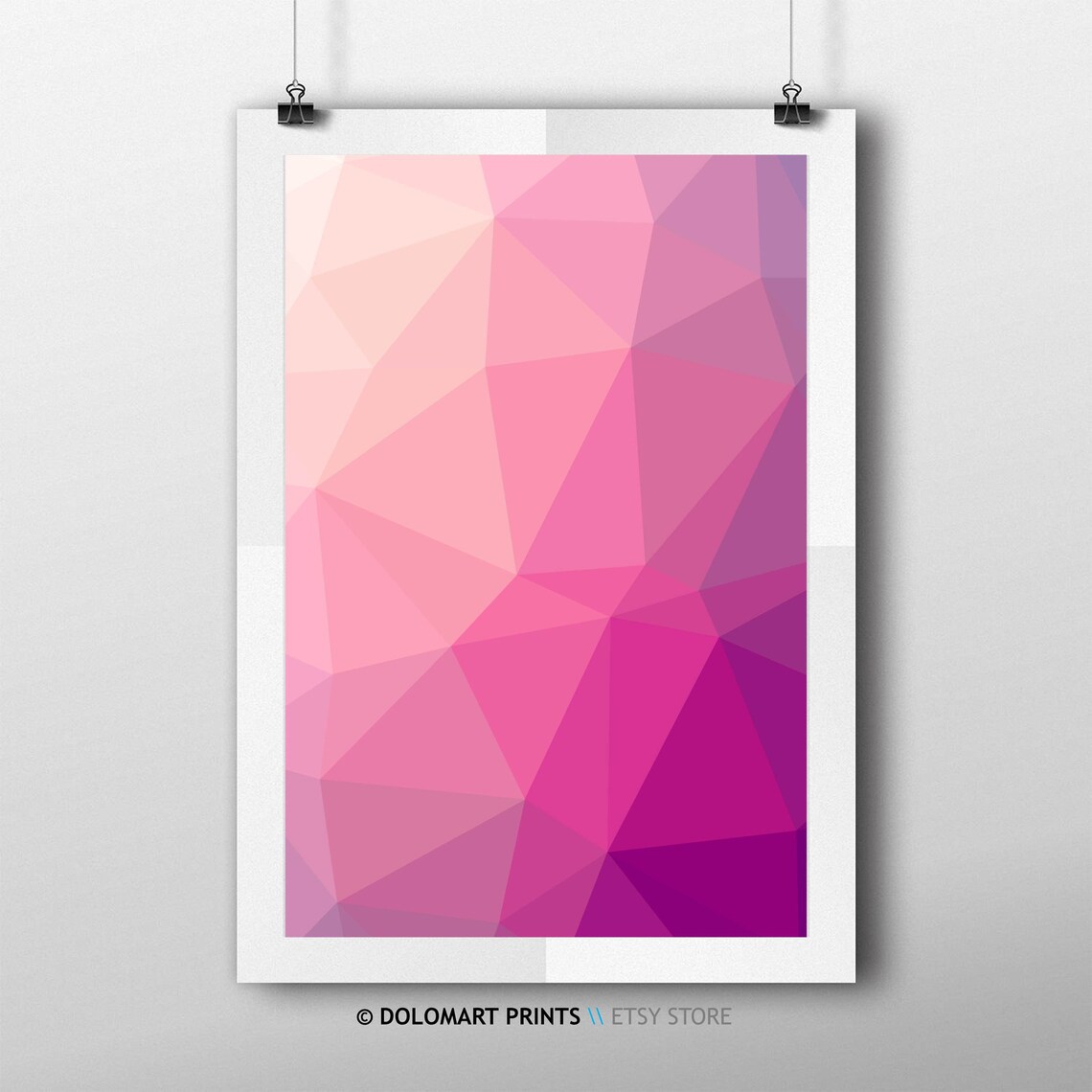 Pink and Purple Low Poly Geometric Abstract Digital Art Poster - Image 3