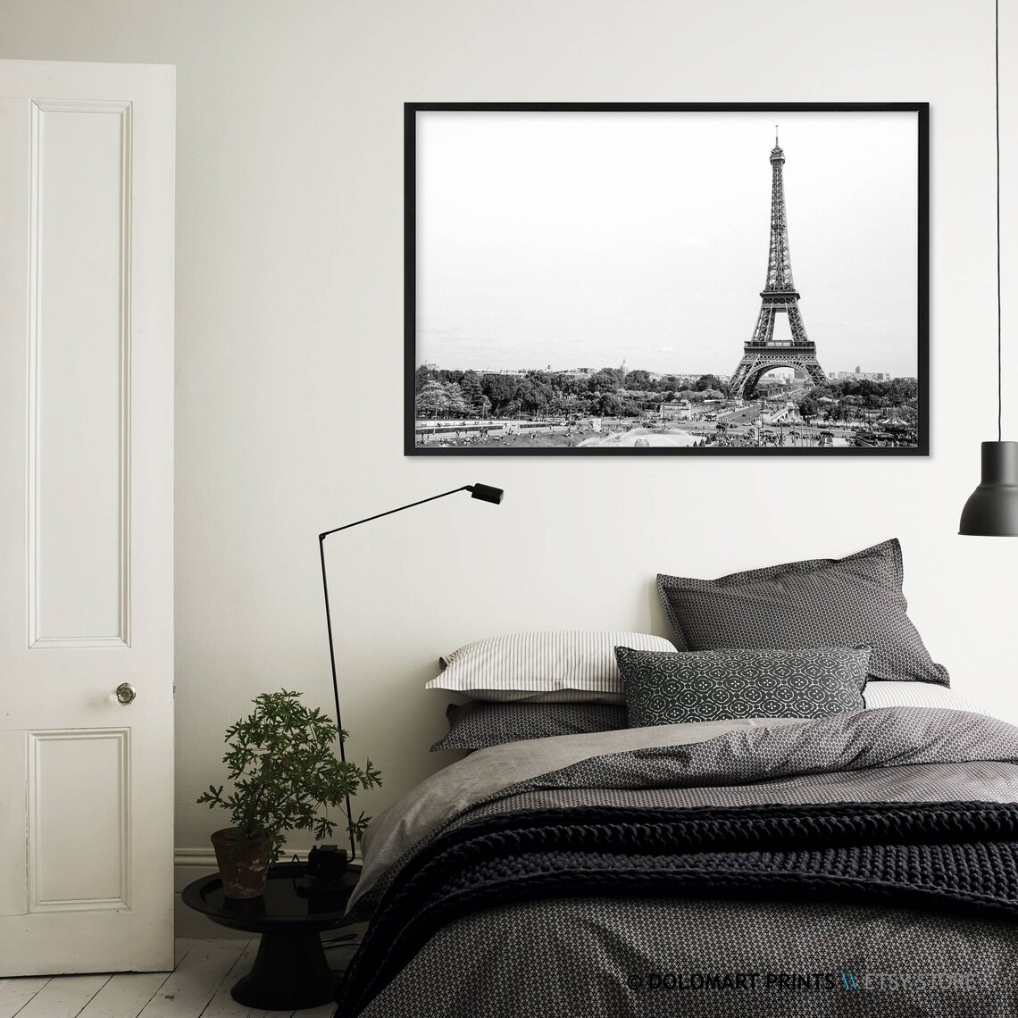 Eiffel Tower Black And White Paris France Landmark Skyline Poster - Image 3