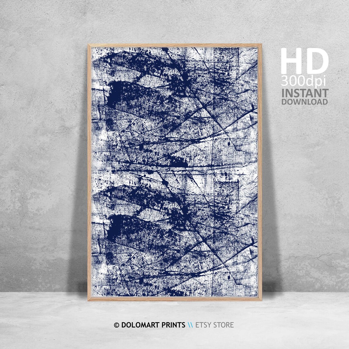Modern Abstract Dark Blue Brush Stroke Art Print - Image 4