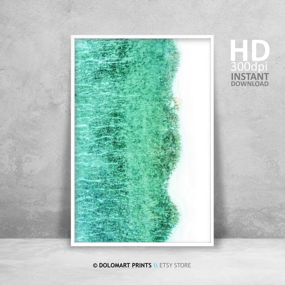 Aerial Turquoise Ocean Waves Over White Sand Photography Poster