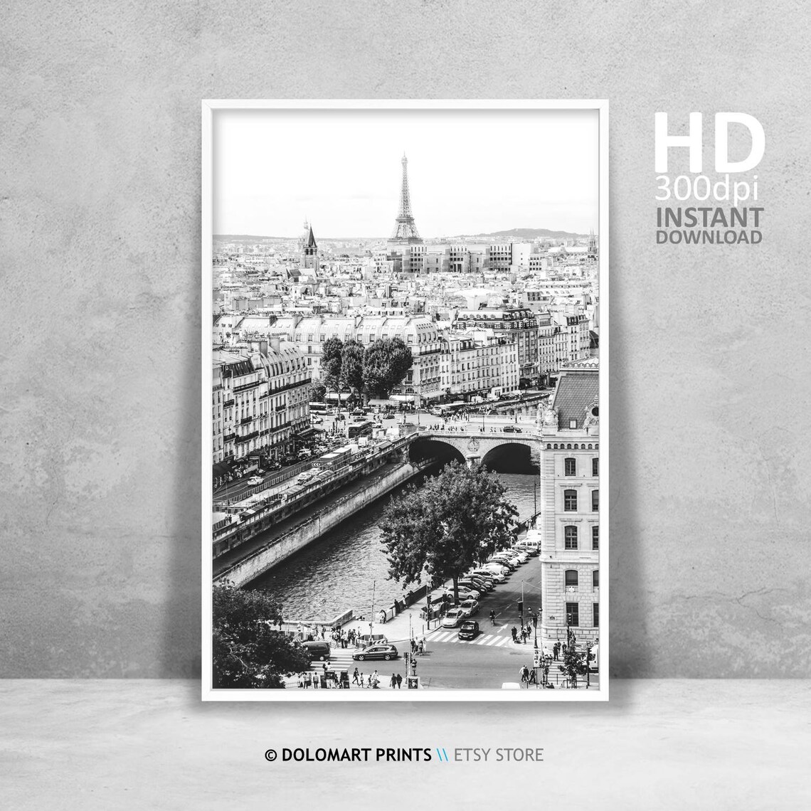 Paris Architecture Black-and-White Travel Poster Print