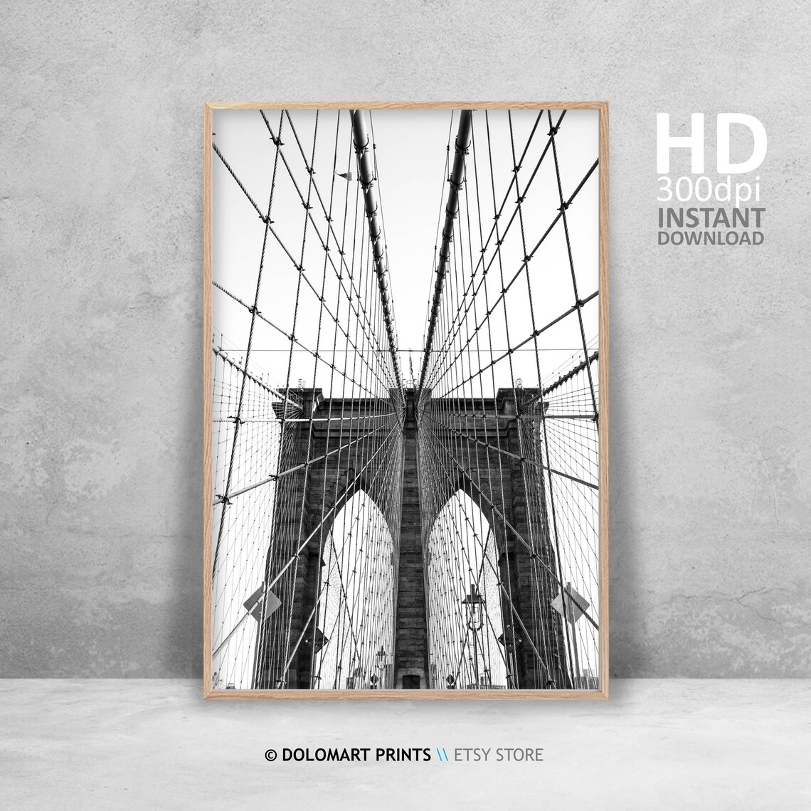 Brooklyn Bridge Black And White Architecture Print - Image 4