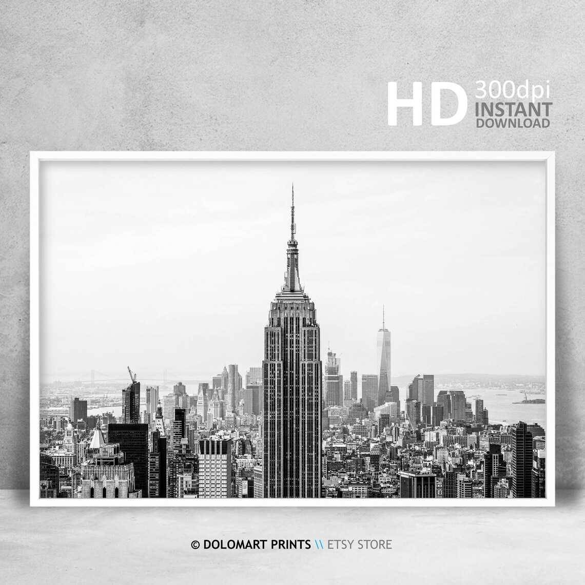New York Black and White Skyline Cityscape Art Print