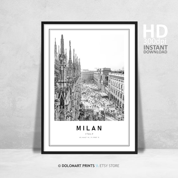 Milan Italy Travel Poster, Cathedral Dome Coordinates