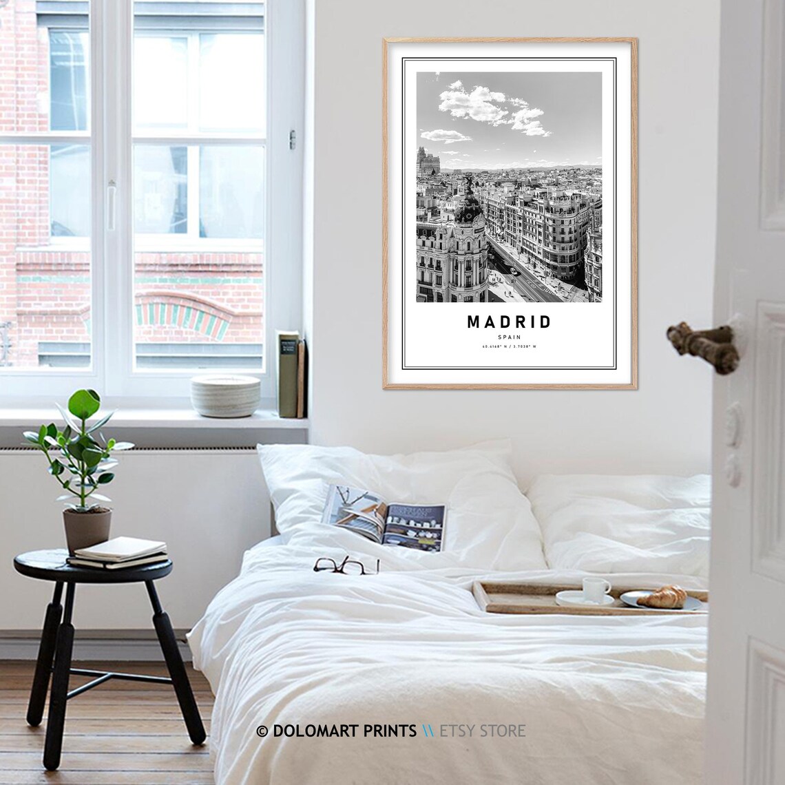 Madrid Spain Gran Via Black And White Photography Travel Poster - Image 4