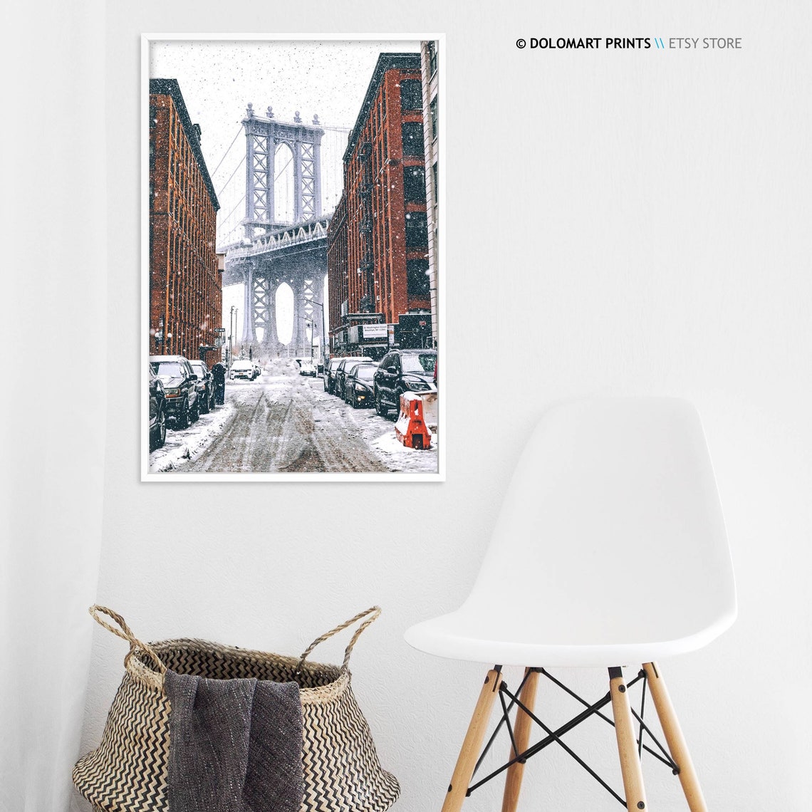 Manhattan Bridge Washington Street Snowy Brooklyn Winter Poster - Image 3