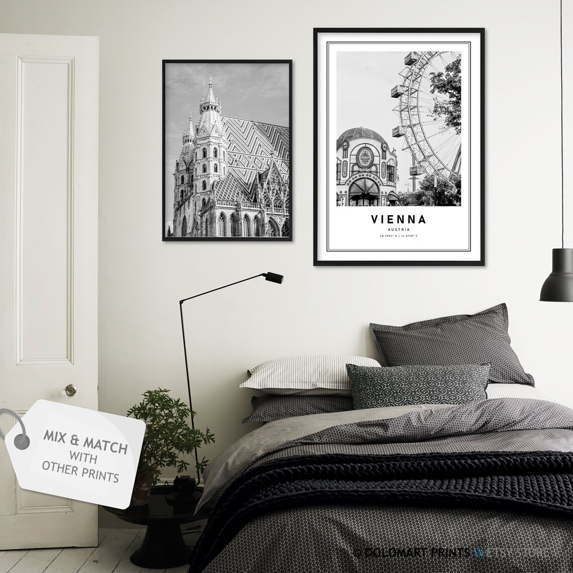 Vienna Austria Travel Poster, Black And White Coordinates - Image 2