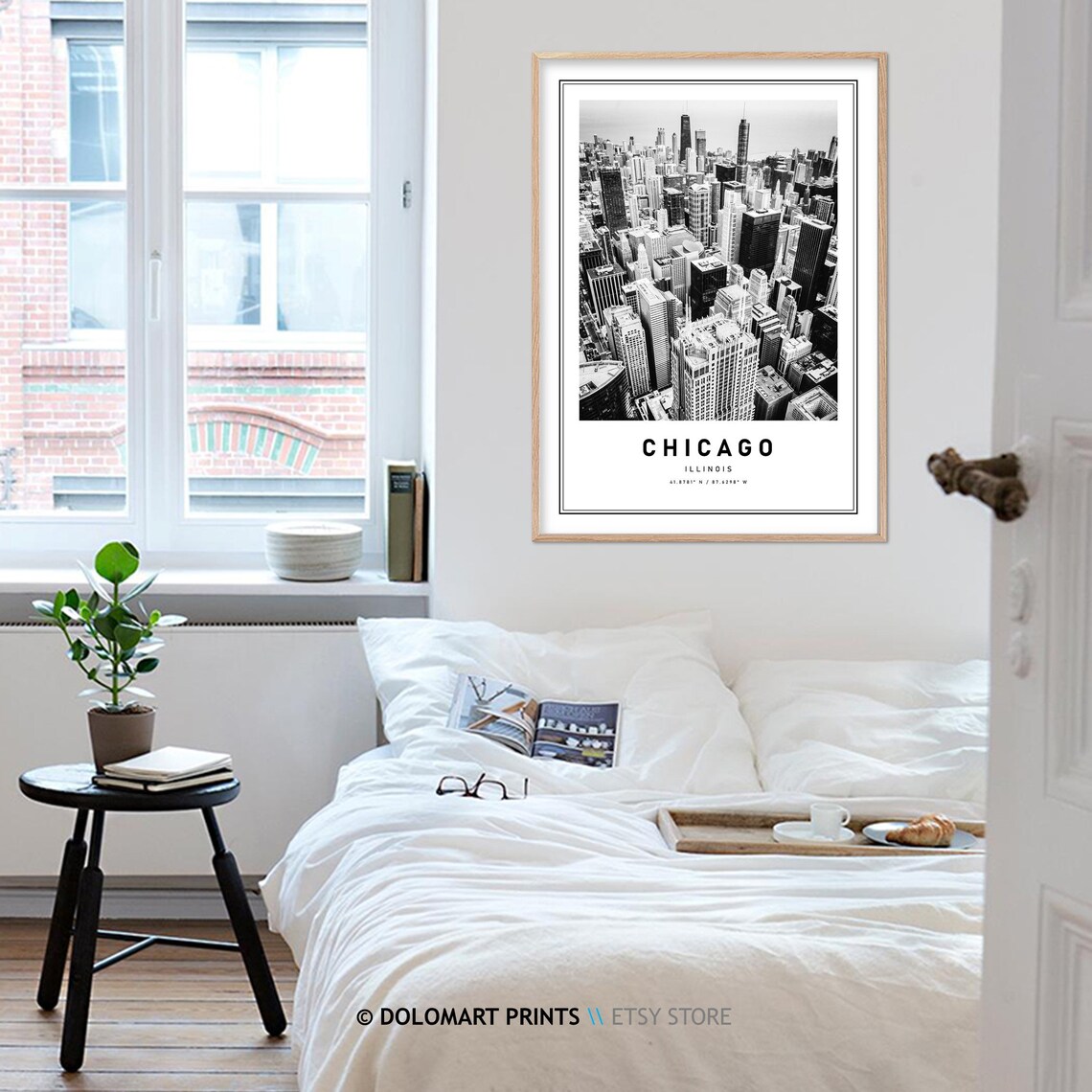 Chicago Illinois Skyline Art Print, Black and White - Image 4