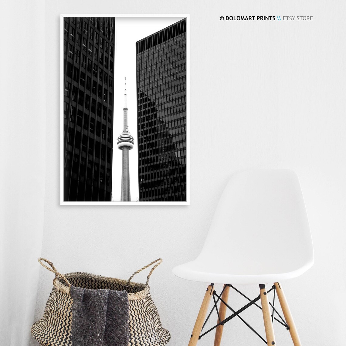 Toronto CN Tower Travel Poster, Black And White - Image 3