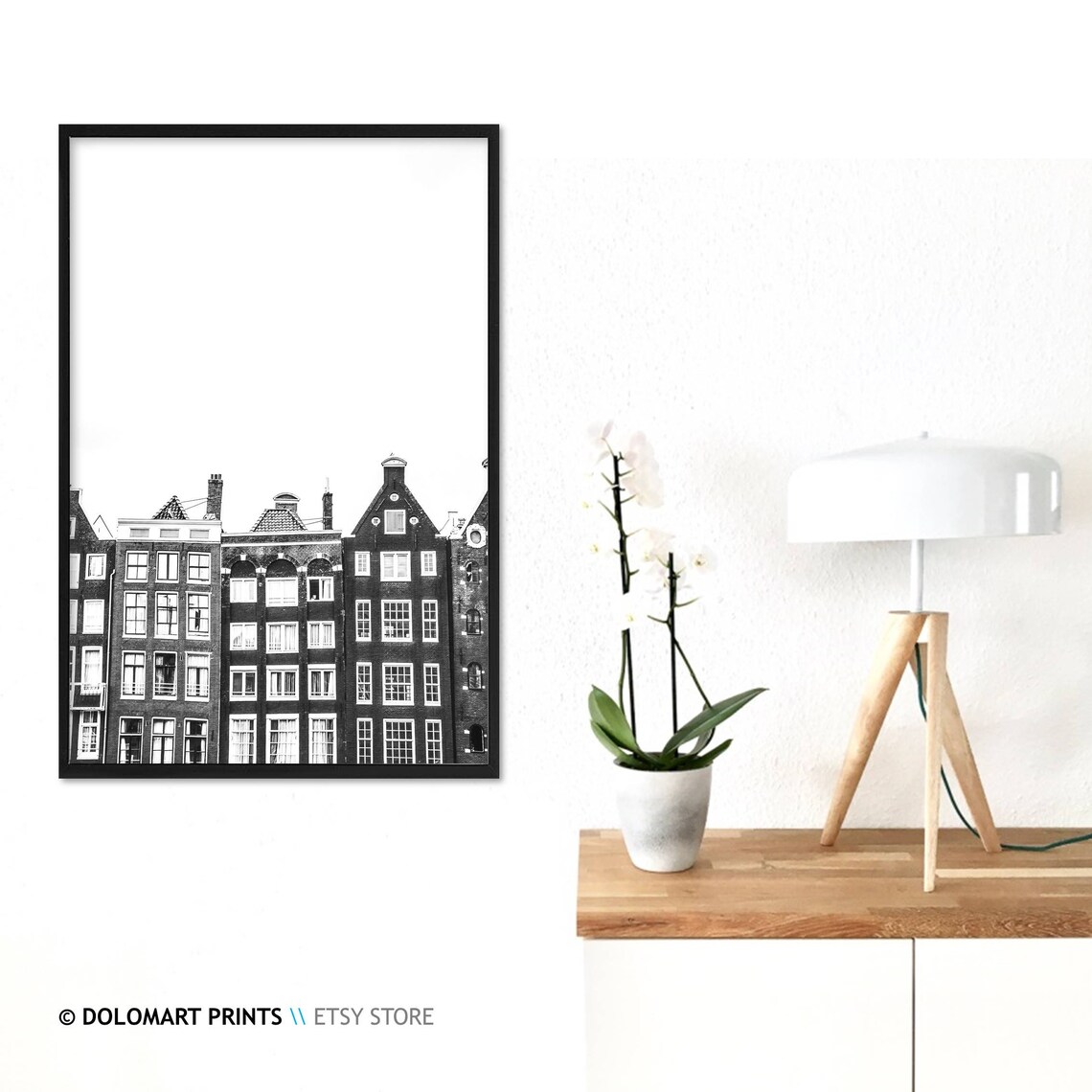 Amsterdam Architecture Travel Poster, Black And White - Image 3