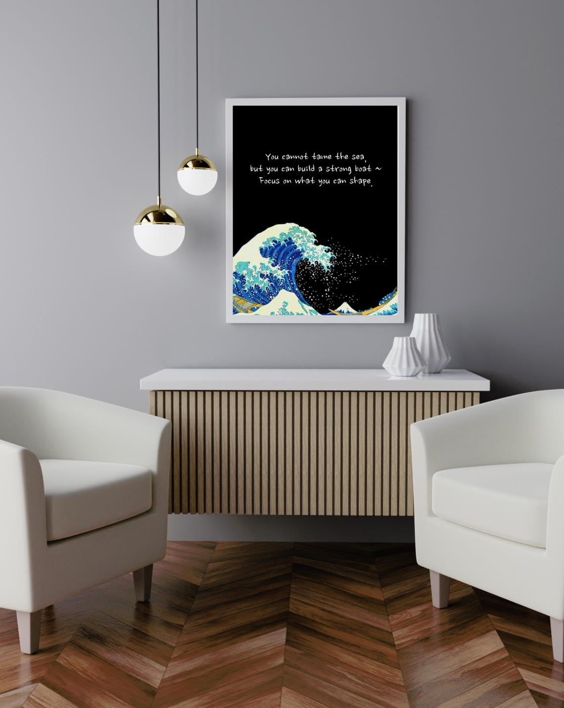 Build A Strong Boat Great Wave Sea Zen Quote Japanese Style Poster