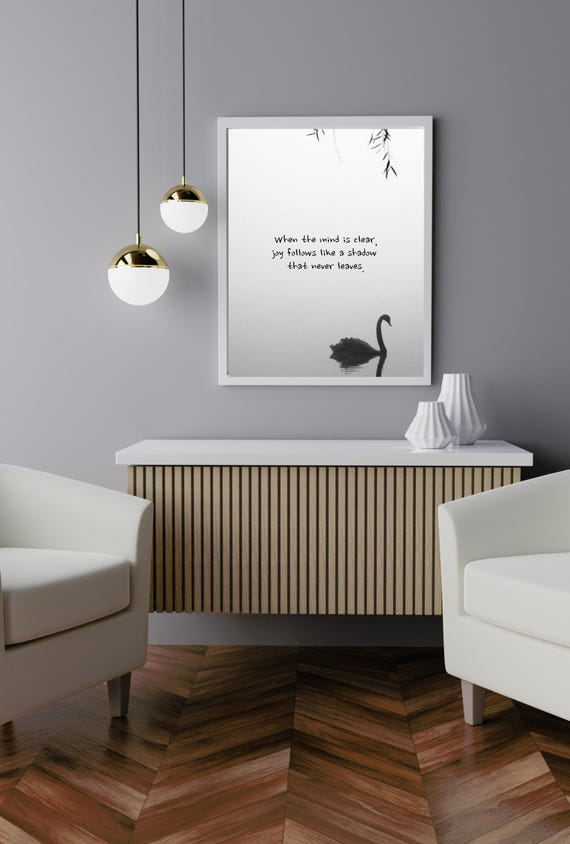 When The Mind Is Clear Quote Black Swan Minimalist Mindfulness Poster
