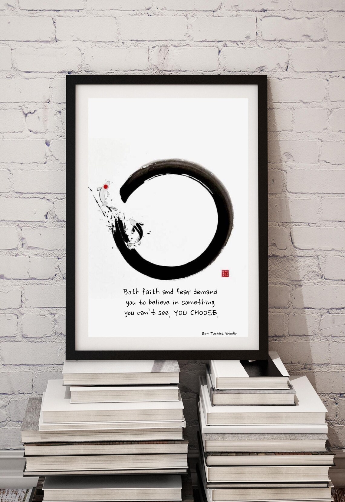 You Choose Faith Over Fear Enso Circle Koi Fish Zen Courage Poster
