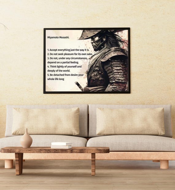 Miyamoto Musashi Samurai Warrior Wall Art Bushido Code Print Zen Posterjapanese Martial Decor Home Or Office Inspiration Poster