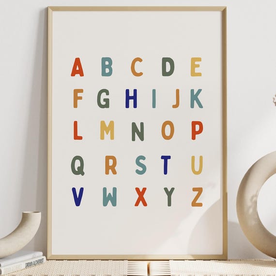 Neutral Alphabet Print Educational Posters Kids Prints Homeschool Decor Resources Abc Poster Instant