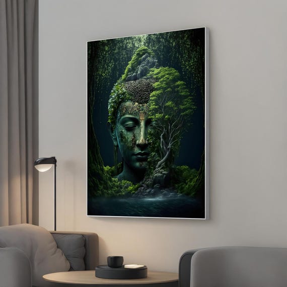 Serene Buddha In Nature Canvas Print Spiritual Zen Art Tranquil Meditation Decor