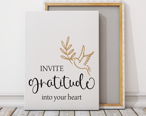 Invite Gratitude Into Your Heart Dove And Olive Branch Wall Art