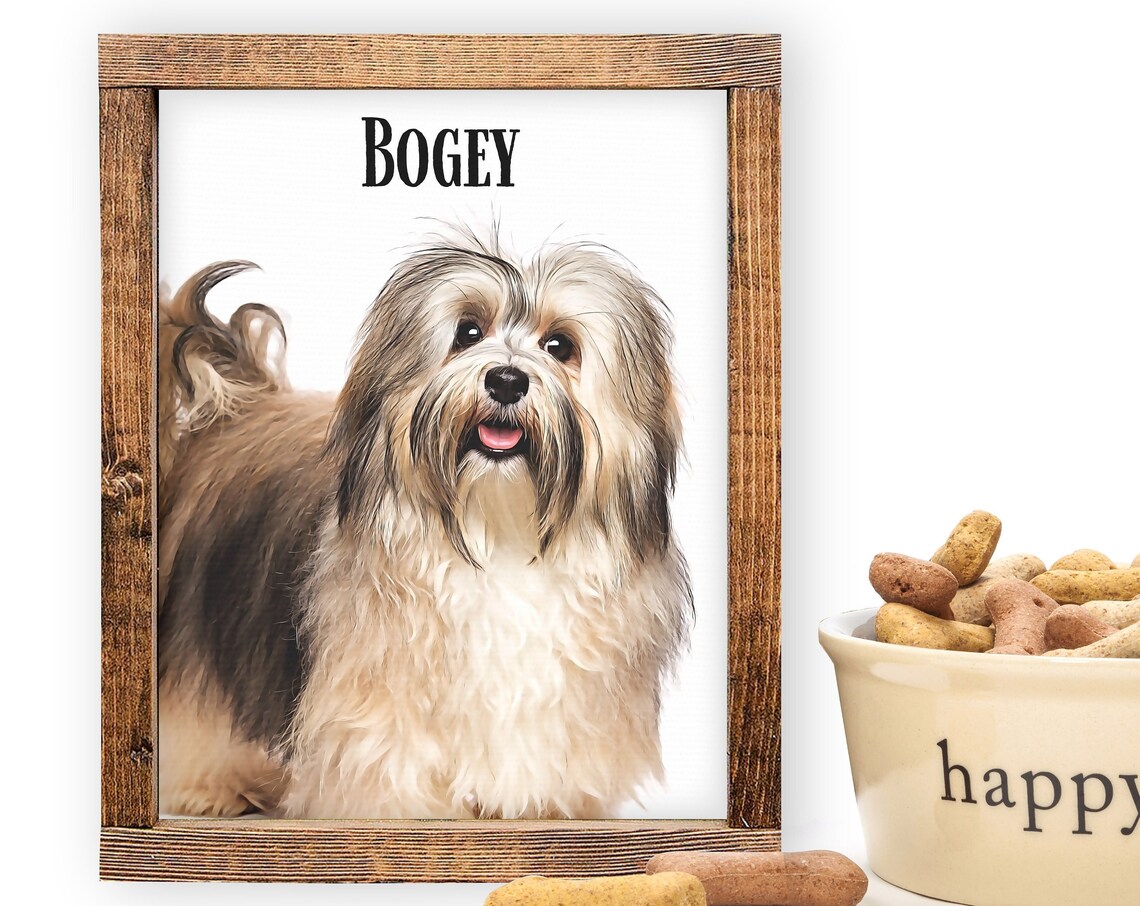 Personalized Oil Painting Effect Dog Portrait in Wood Framed Poster