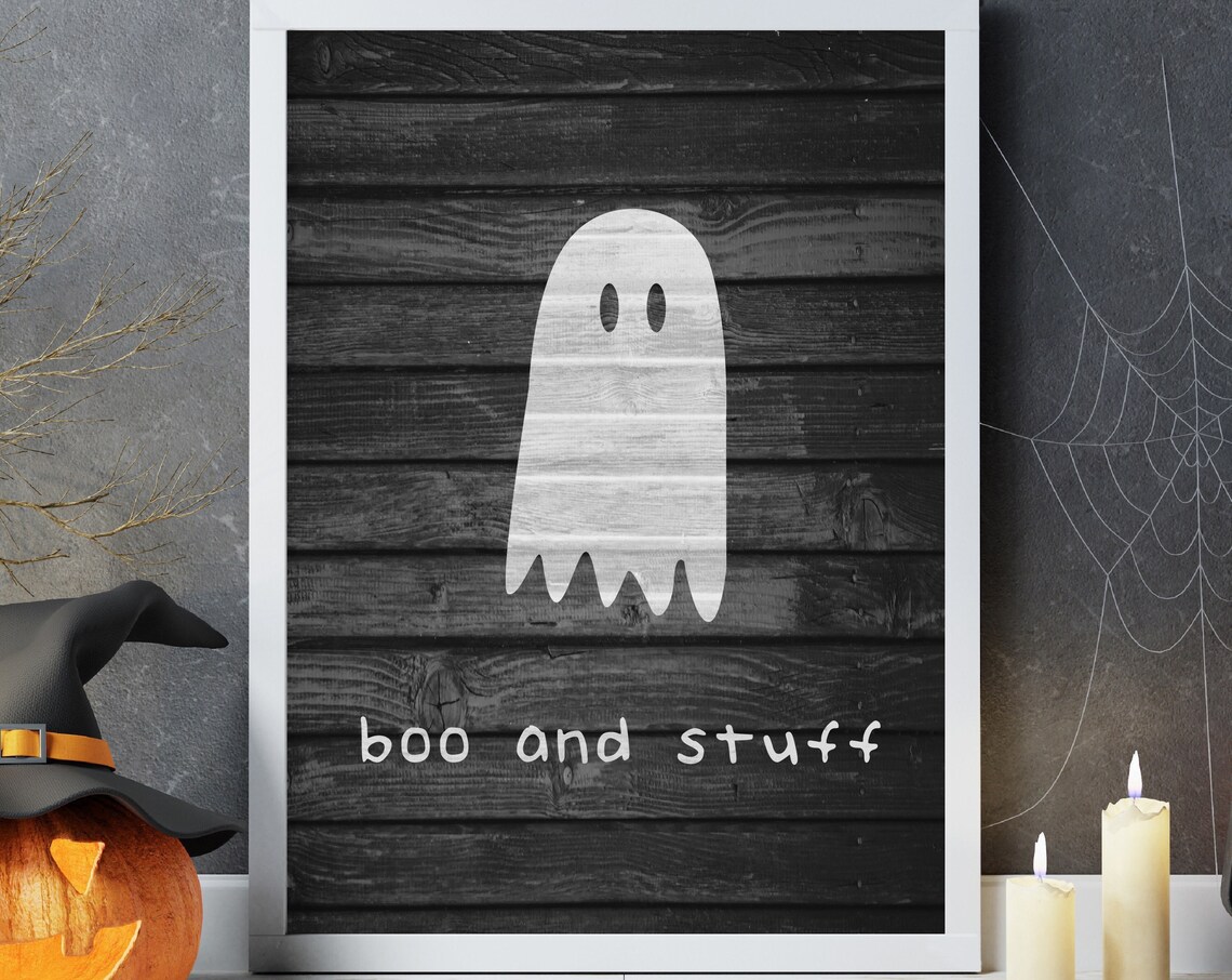 Boo And Stuff Cute Halloween Farmhouse Poster