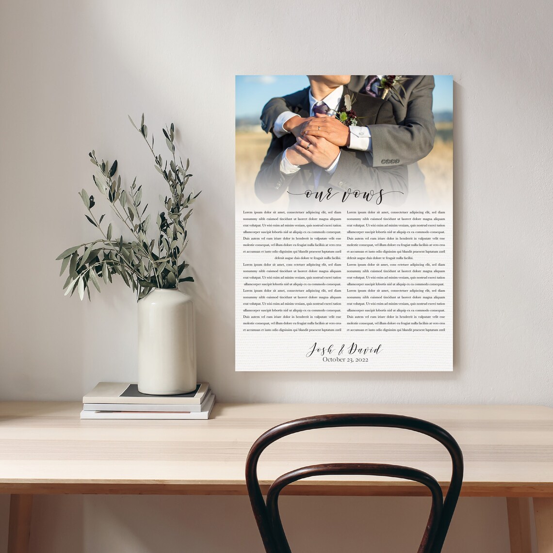 Personalized Wedding Vows Art Print, Anniversary Gift