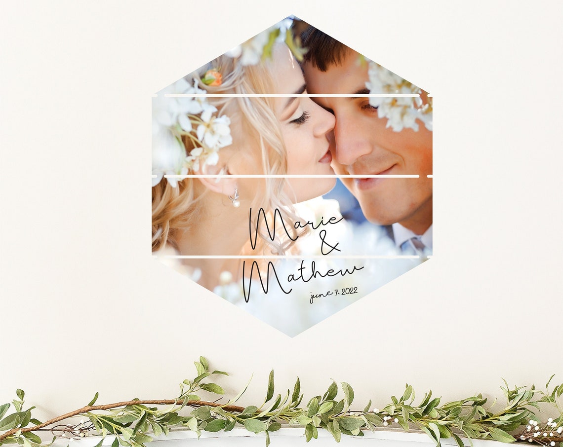 Personalized Wedding Photo Pallet Sign Custom Couple Portrait Print