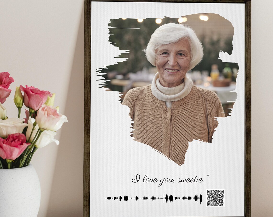I Love You Sweetie Soundwave Art with QR Code Memorial Photo Poster