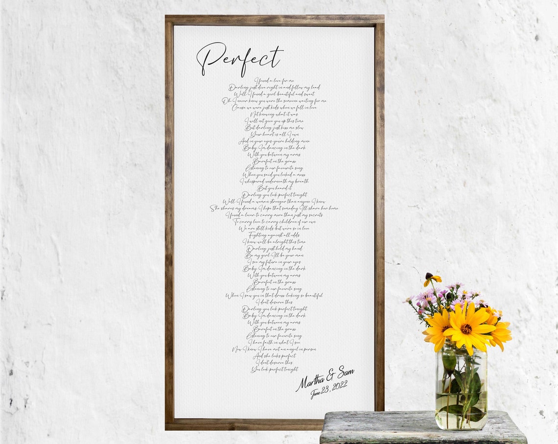 Perfect Ed Sheeran Wedding Song Lyrics Heart Shape Couple Date Poster