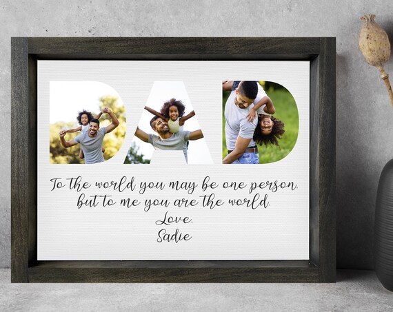 Custom Dad Photo Letter Collage To The World You Are The World Poster