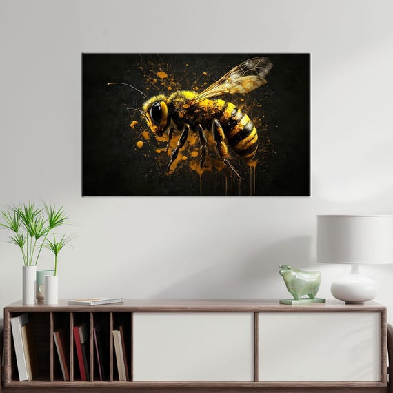 Flying Honey Bee Wall Decor Animal Glass Printing Pollen Tempered Personalized Wedding Gift For Couple