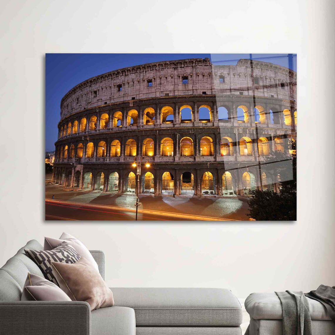 Colosseum Rome Illuminated At Night Italy Landmark Architecture Poster