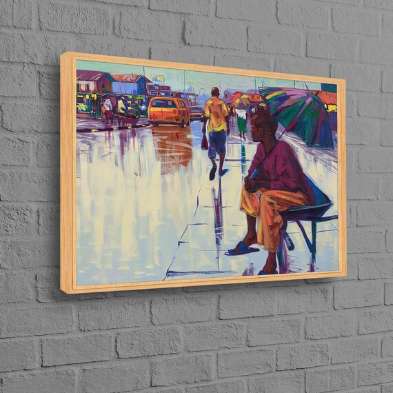 African Woman With Umbrella Abstract Art Print