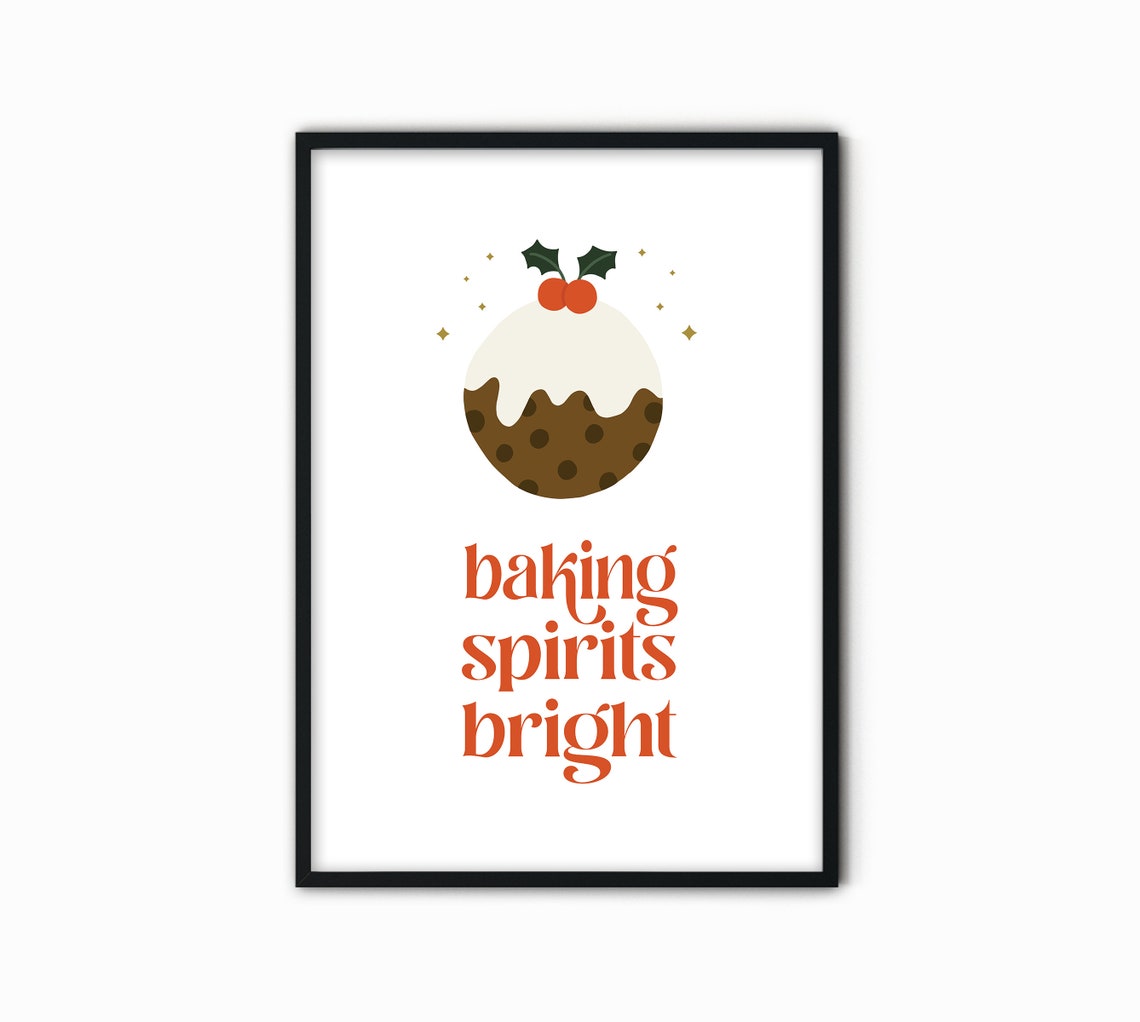 Cute Christmas Pudding Baking Spirits Bright Holiday Art Print - Image 2