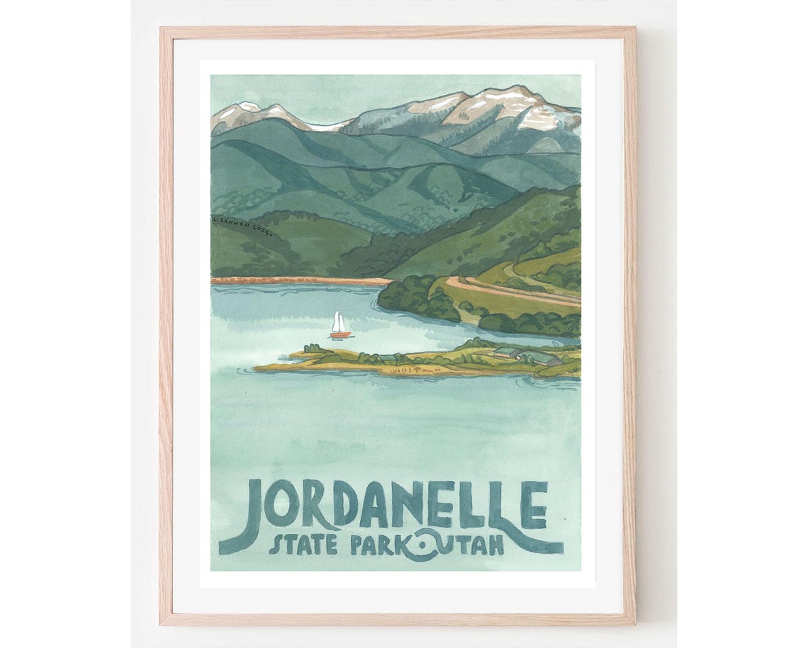 Jordanelle State Park Utah Sailboat Mountain Lake Travel Poster