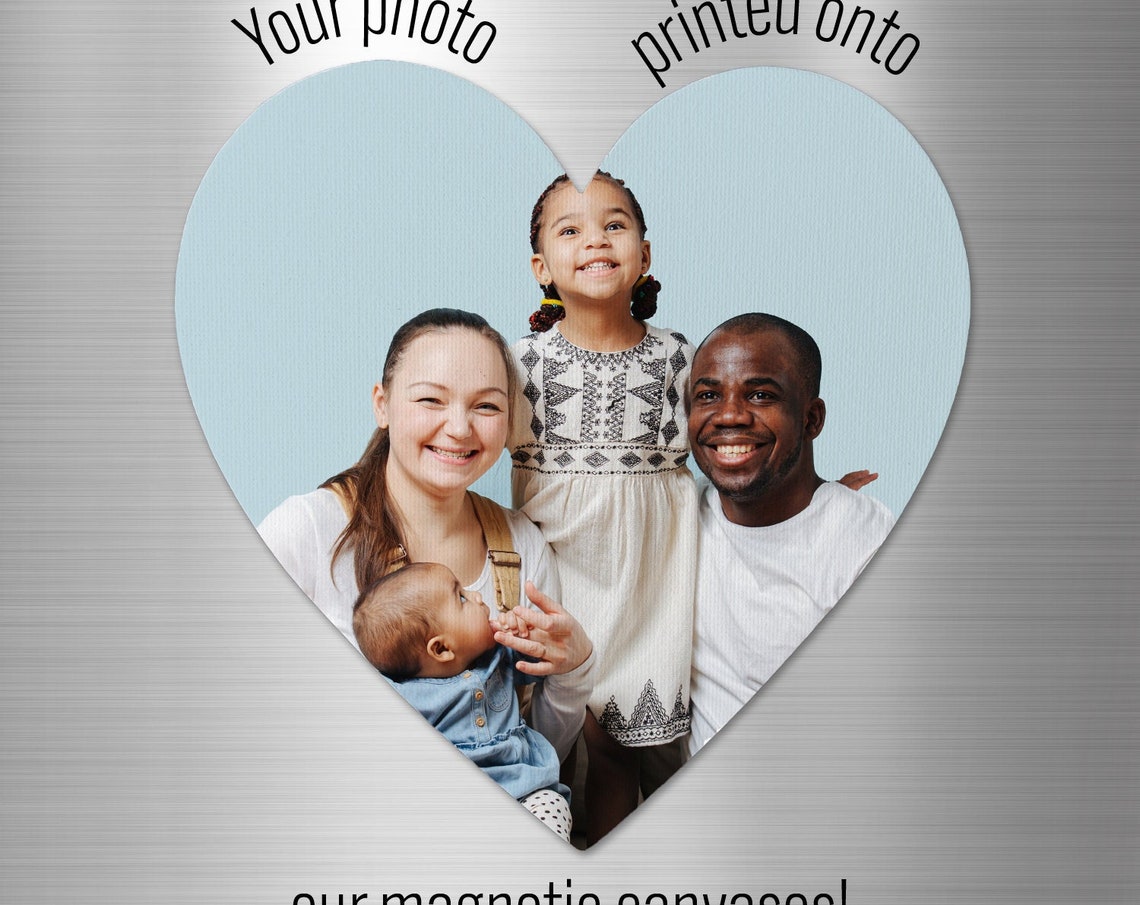Personalized Heart-Shaped Photo Magnet Canvas Print for the Fridge