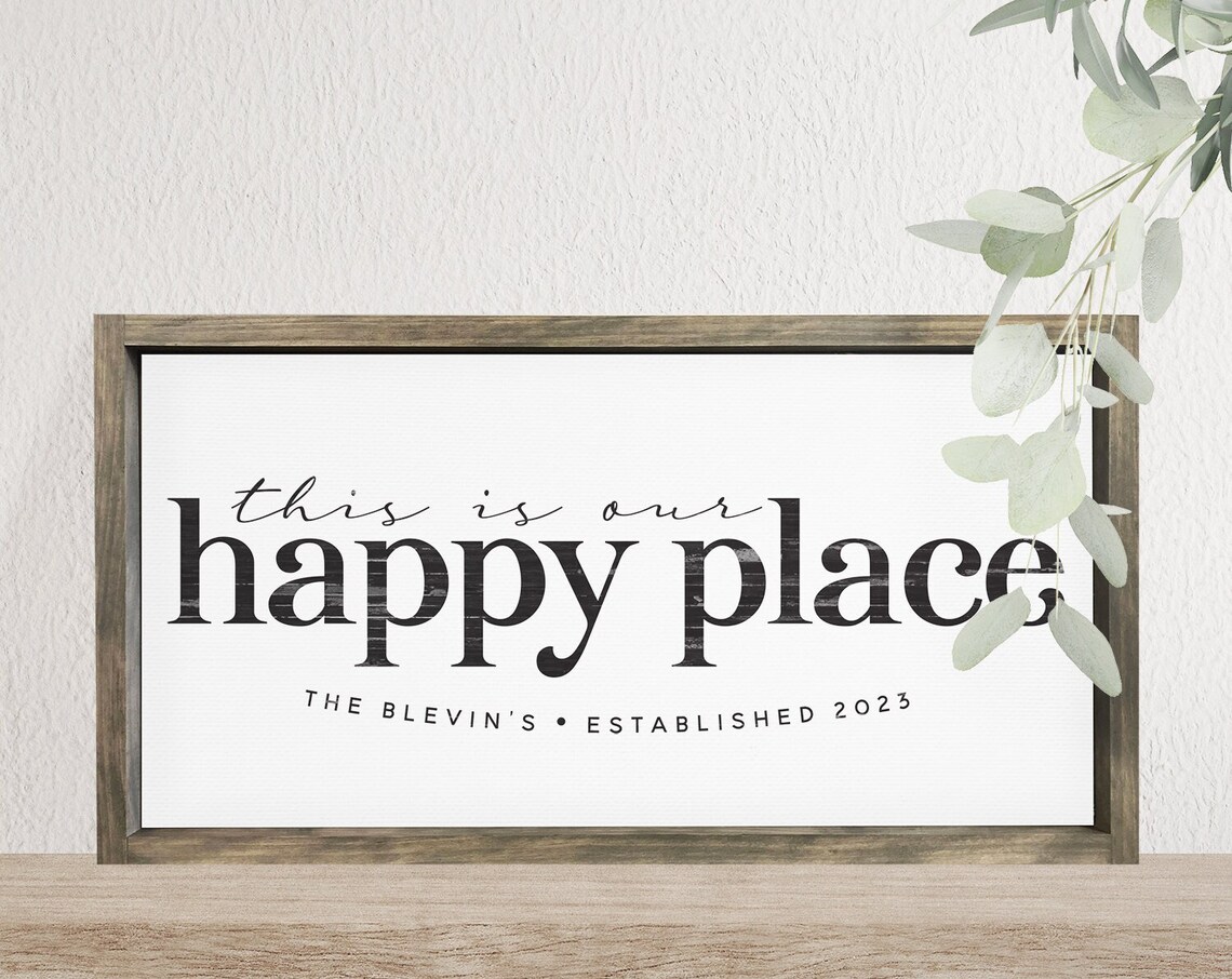 This Is Our Happy Place Custom Family Name Wall Sign Decor Poster