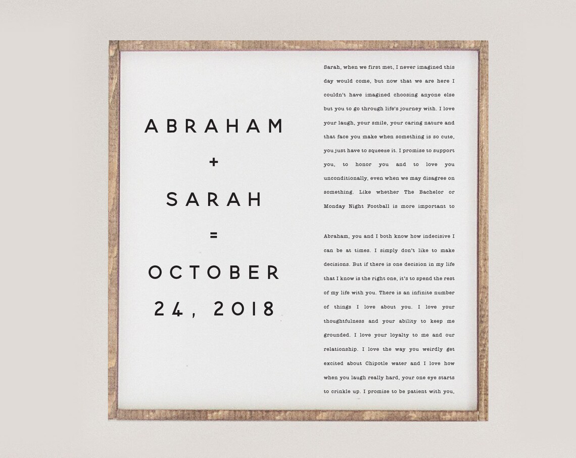 Our Vows Custom Names Dates Wedding Art Print