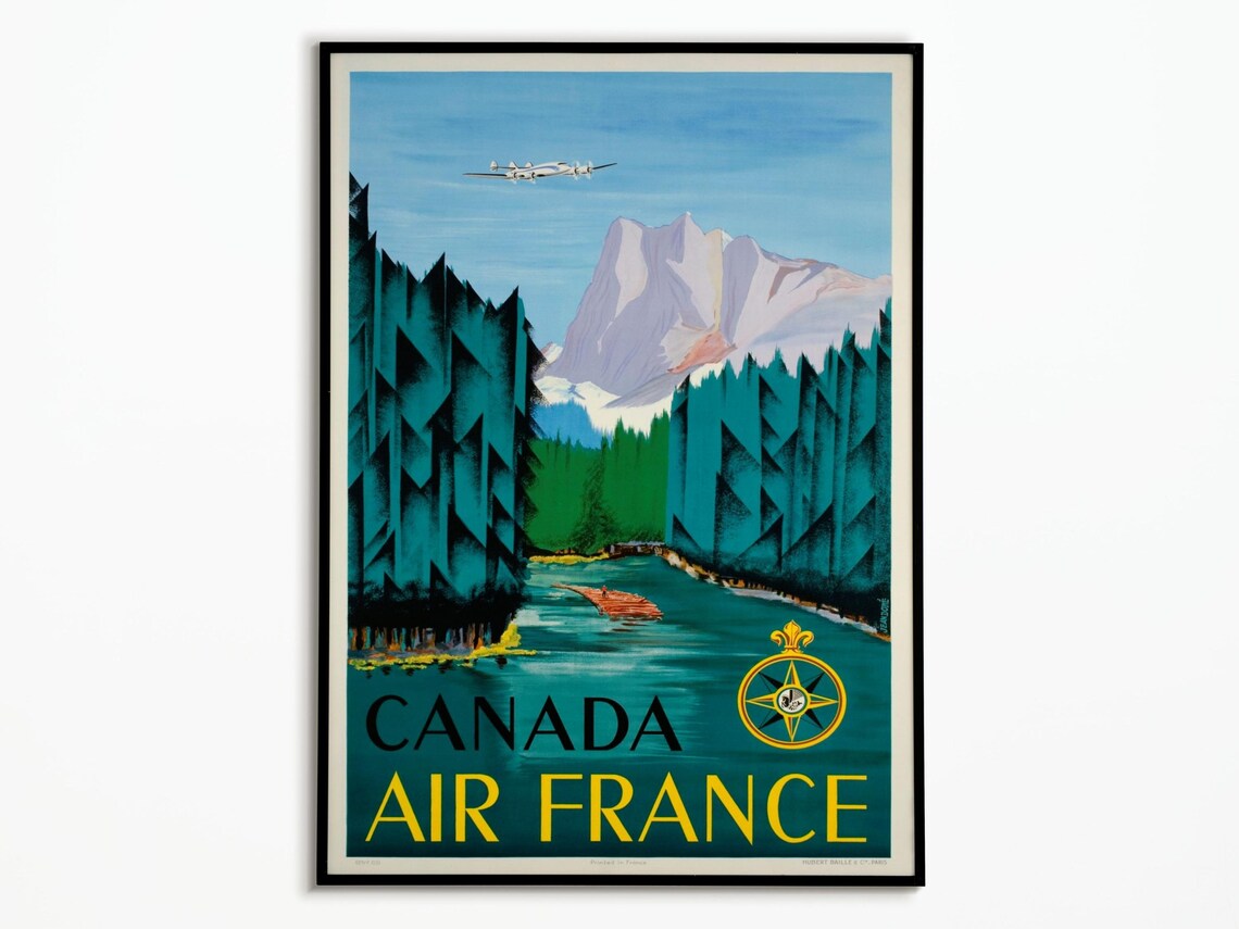 Vintage Air France Canada Travel Poster, Europe